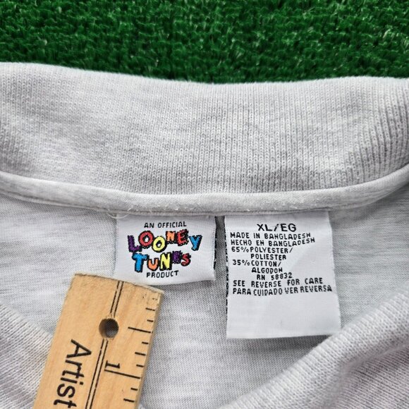 Looney Tunes Shirt‎ Mens XL Gray Button Up Short Sleeve Bugs Bunny - Picture 7 of 8